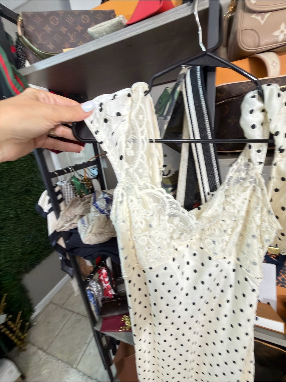 Jessica Simpson Cream Polka Dot Lace Maxi Dress - Picture 2 of 5